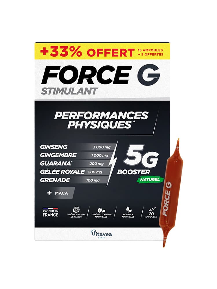 Vitavea Force G Stimulant Performances Physiques Booster 15 Ampoules + 5 Offertes