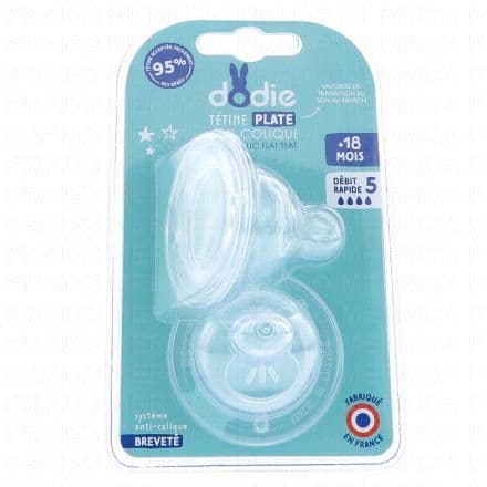 DODIE Sensation+ - Tétine plate anti-colique débit rapide +18mois x2
